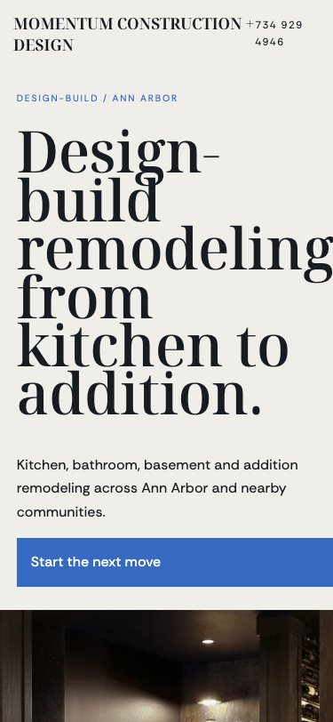 The new homepage on a phone