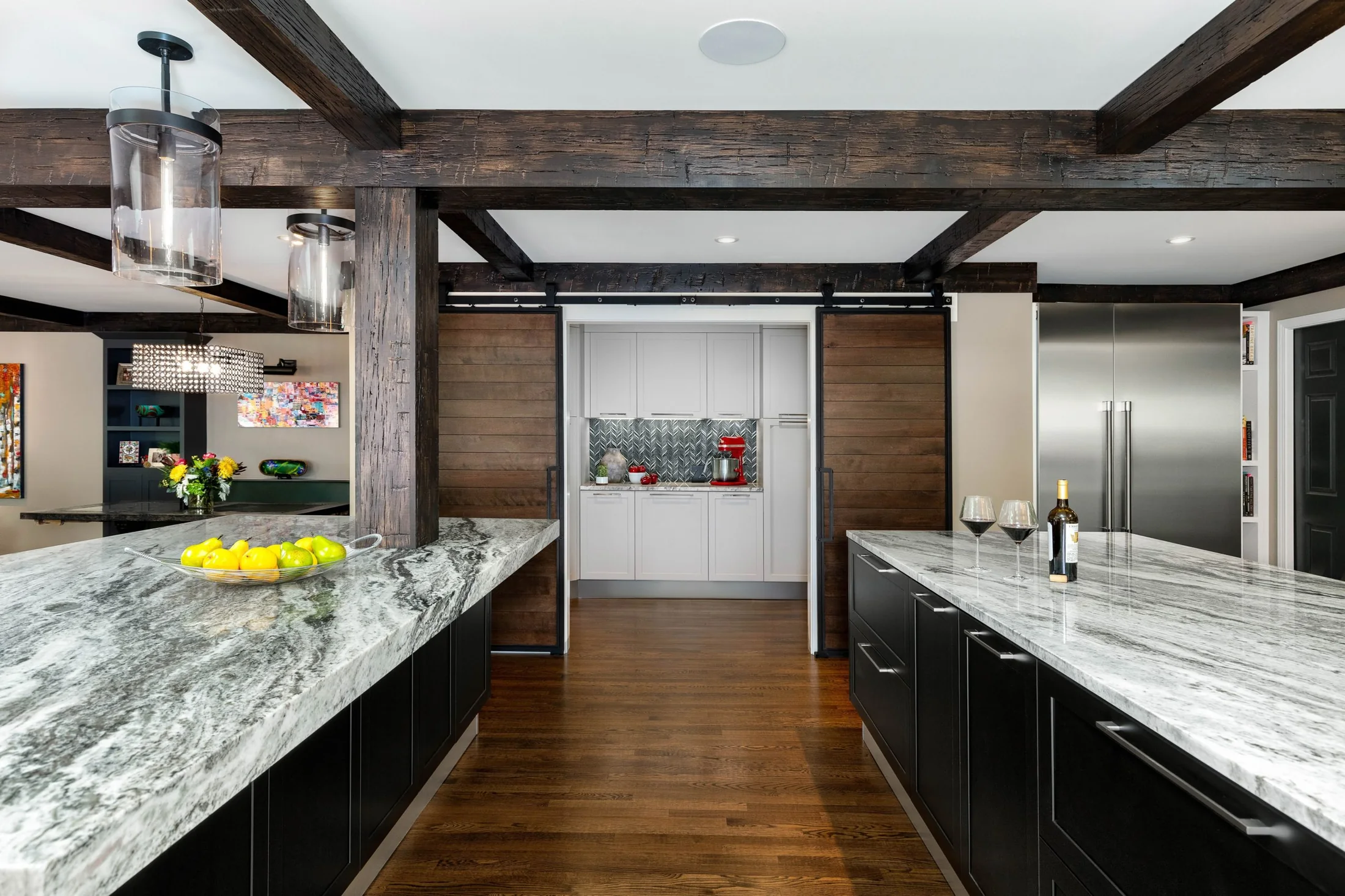 Completed Momentum kitchen with architectural wood details